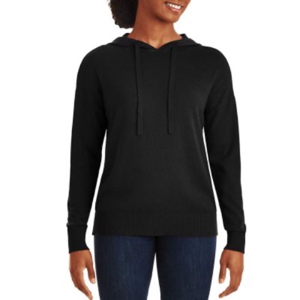 NWT New Member’s Mark Cashmere Blend Hoodie, color Black - Picture 2 of 6